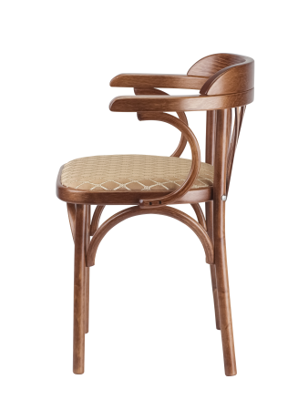 Деревянный стул Венский средний тон с мягким сиденьем из ткани 2 caramel с дугами назад