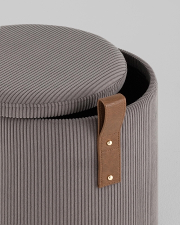 Пуф Руни XS с ящиком вельвет темно-серый Пуф Руни XS с ящиком вельвет темно-серый