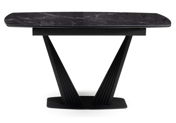 Стол стеклянный Вейл 140(180)х80 черный мрамор, черный
