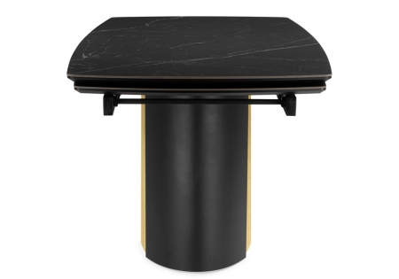 Керамический стол Бовер 180(220)x90 черный мрамор, черный, дуб натуральный