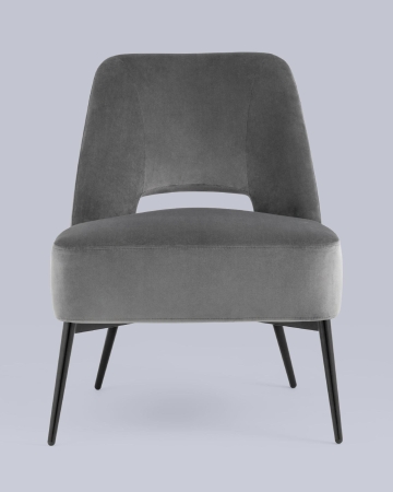 Кресло лаунж Бостон велюр темно-серый