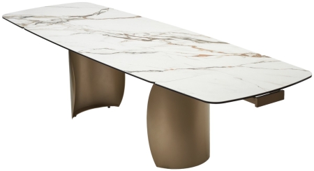 Стол BRONTE 200 раскладной KL-188 Контрастный мрамор матовый, итальянская керамика, Шампань