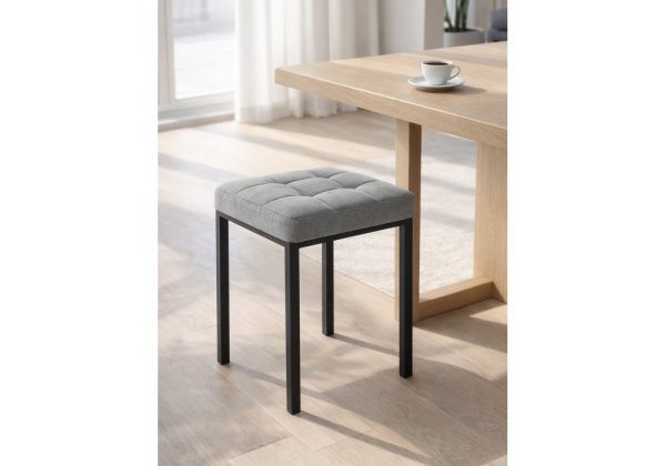 Табурет Байя микровелюр катания сильвер, черный