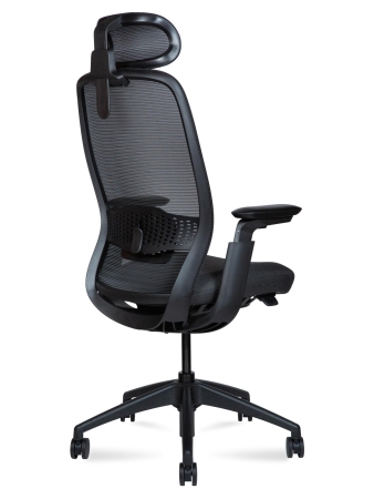 Кресло офисное Tesla черный, ткань и пластик, мягкое сиденье, с подлокотниками