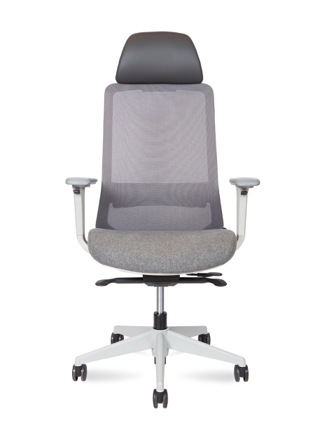 Кресло офисное Como LB серый, ткань и пластик, мягкое сиденье, с подлокотниками