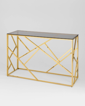 Консоль АРТ ДЕКО 120х40 золото стекло дым