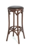 Барный деревянный табурет Венский 750 темный тон с мягким сиденьем из коричневой экокожи