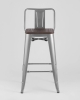 Стул полубарный TOLIX WOOD со спинкой серебристый матовый