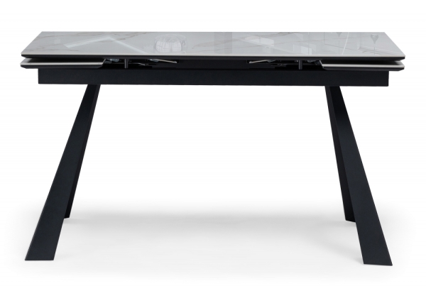 Керамический стол Маунт 140x80 белый мрамор, черный кварц, черный