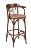 Барный деревянный стул Венский 750 средний тон с мягким сиденьем из коричневой ткани