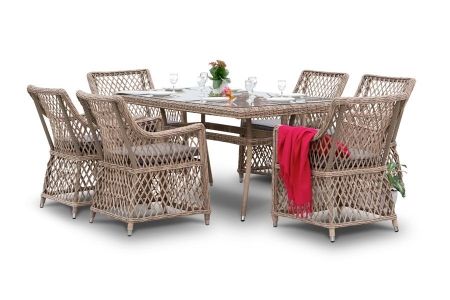 Обеденная группа "Латте" плетеная, цвет соломенный