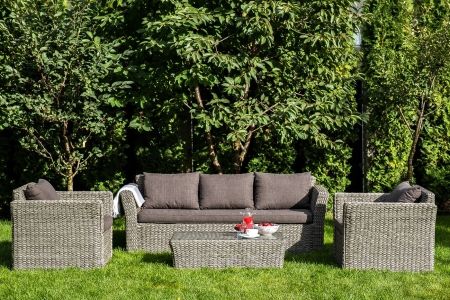 Лаунж-зона "Капучино" из искусственного ротанга (гиацинт), цвет серый