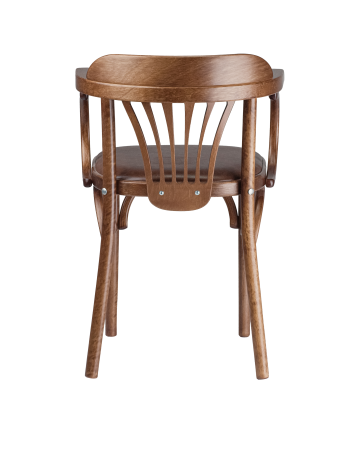 Деревянный стул Венский средний тон с мягким сиденьем из коричневой экокожи