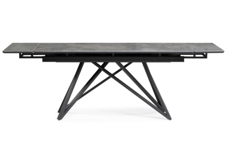 Керамический стол Вилсон 160(220)х89х75 серый мрамор baolai, черный