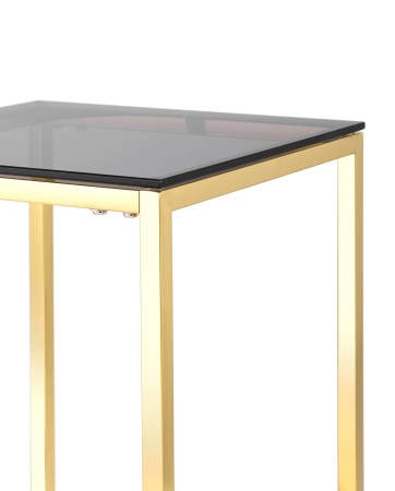 Журнальный стол 40*40 ТАУН золото стекло дым