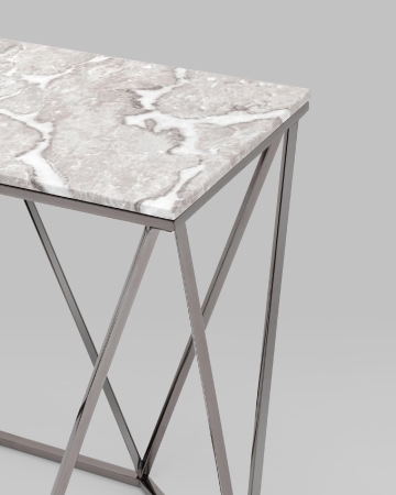 Консоль Авалон 122*41 серый мрамор сталь темный хром