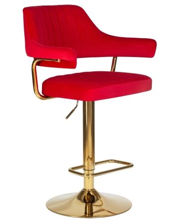 Стул барный CHARLY золотой, красный велюр MJ9-45