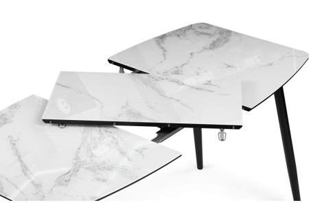 Стол Эмма вставка стекло, черный, черная шагрень