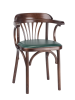 Деревянный стул Венский темный тон с мягким сиденьем из зеленой экокожи с дугами назад