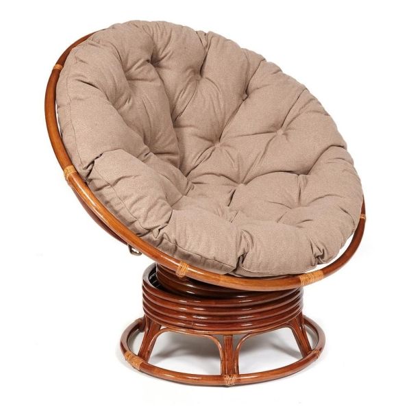 Кресло-качалка "PAPASAN" w 23 и 01 B с подушкой, орех, экошерсть коричневый, 1811-5