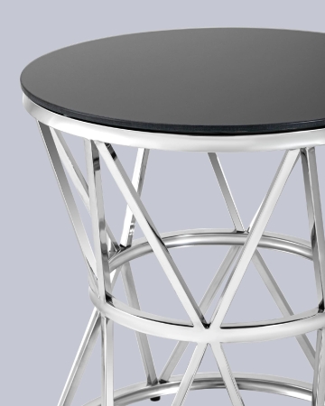 Журнальный стол 50*50 ВИВА серебро стекло черное