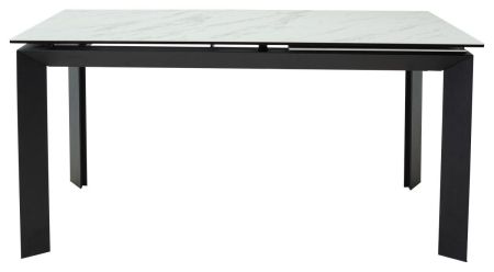 Стол CREMONA 180 KL-99 белый мрамор матовый итальянская керамика, черный каркас