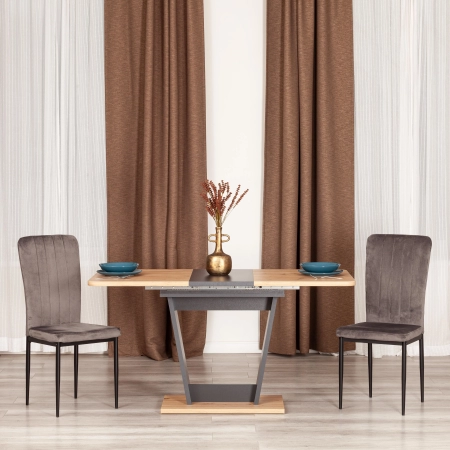 Стол обеденный FOX раздвижной, дерево, темное дерево, черный