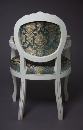 Кресло "Милорд-12" 1013+патина золото и ткань Андрис бирюза Вензель слоновая кость