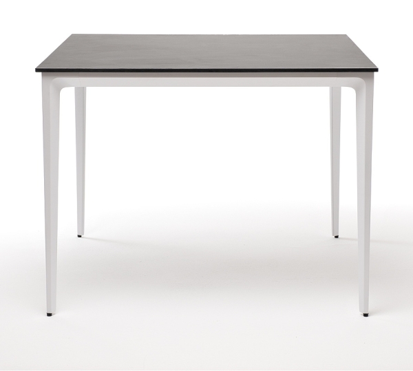 "Малага" обеденный стол из HPL 90х90 см, цвет "серый гранит", каркас белый