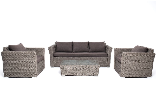 Лаунж-зона "Капучино" из искусственного ротанга (гиацинт), цвет серый