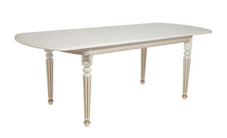 Стол овальный "Милорд-170" 90х170х220 слоновая кость, патина золото