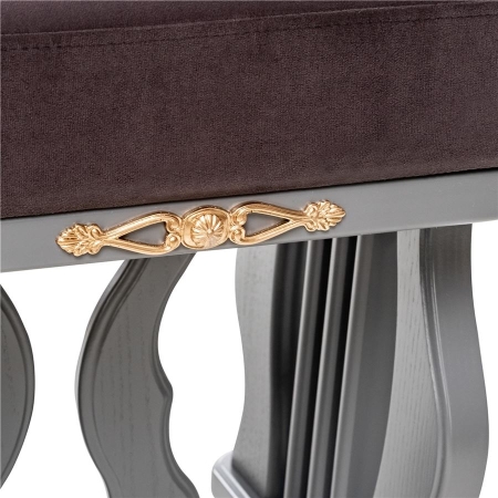 Банкетка Джульетта серый и коричневый, дерево и ткань