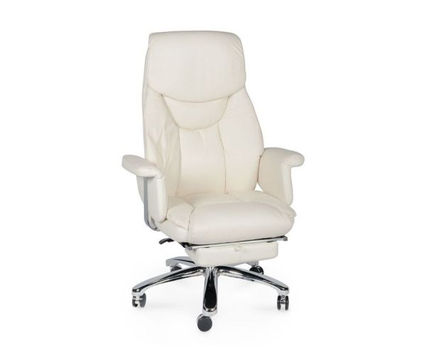 Кресло офисное Парламент ivory, сталь и хром, слоновая кость, кожа