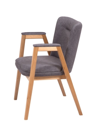 Кресло "Монд" светлое дерево и серый, дерево и ткань