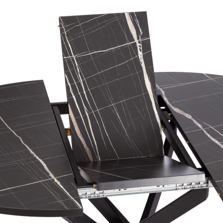 Стол MANZANA ЛДСП, HPL, металл, 100х100+30х75 см, мрамор черный, черный