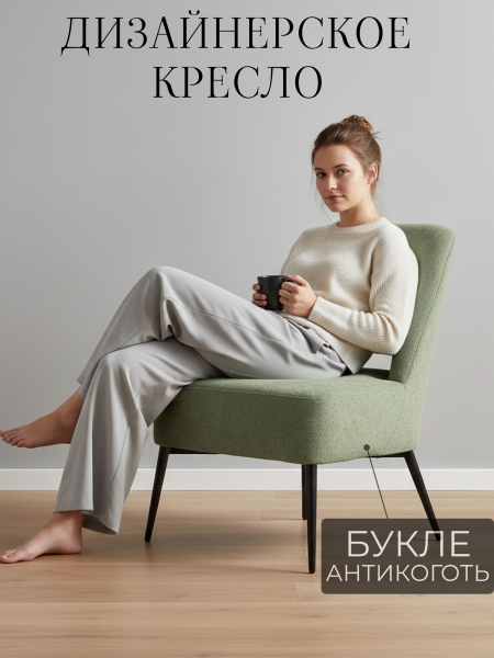 Кресло Лукас зеленый букле MOSS 615