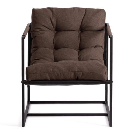 Кресло Charli коричневый, ткань и металл, мягкое сиденье, с подлокотниками