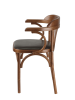 Деревянный стул Венский средний тон с мягким сиденьем из коричневой экокожи с дугами назад