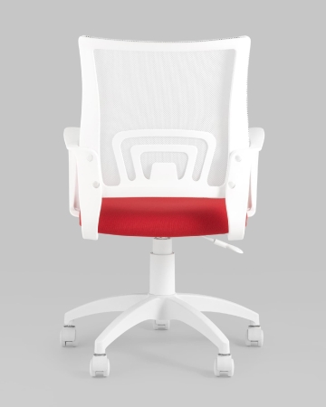 Кресло офисное ST-BASIC-W TopChairs спинка белая сетка сиденье красная ткань крестовина белый пластик