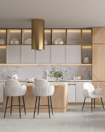 Стул полубарный Wave Stripes букле белый