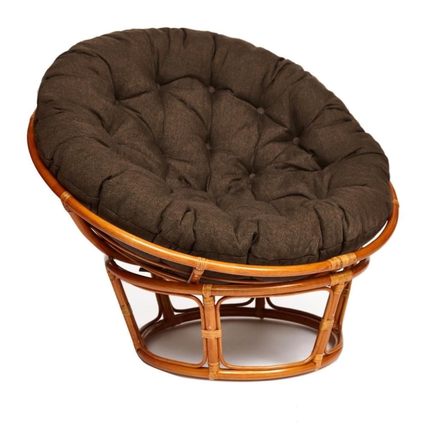 Кресло "PAPASAN" 23/01 W, с подушкой, коньяк, ткань коричневая 3М7-147