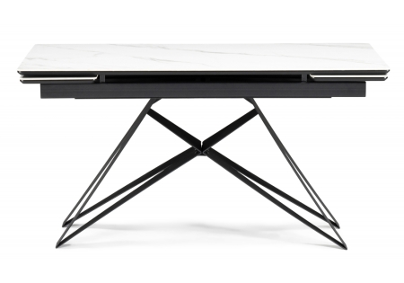 Керамический стол Блэкберн 160(220)х89 белый мрамор snow white, черный