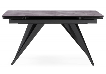 Стол стеклянный Дарвин 140(200)х80 серый мрамор, черный