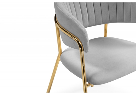 Стул на металлокаркасе Kamelia велюр светло-серый, золотой