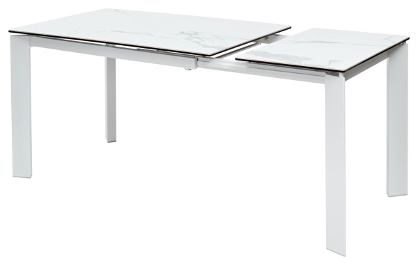 Стол CORNER 120 HIGH GLOSS STATUARIO керамика, белый каркас