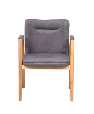 Кресло "Монд" светлое дерево и серый, дерево и ткань