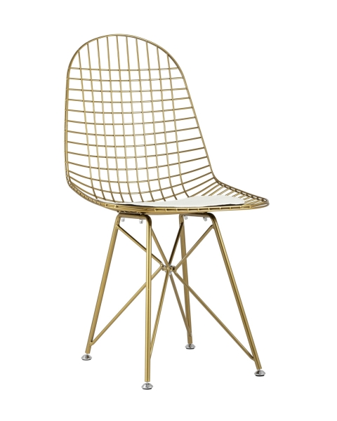 Стул обеденный Eiffel золотой с белой подушкой Стул обеденный Eiffel золотой с белой подушкой