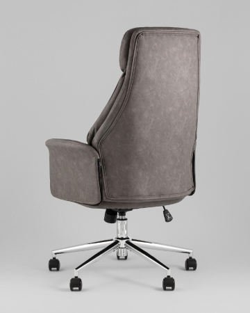 Кресло офисное TopChairs Neoma серый экокожа