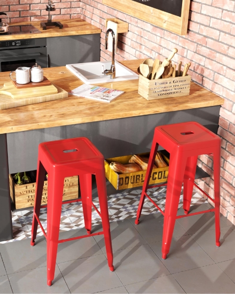 Стул барный TOLIX красный глянцевый Стул барный TOLIX красный глянцевый