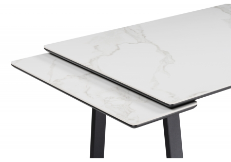 Керамический стол Джек 140(200)х80 белый мрамор, черный
